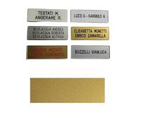 TARGHETTA citofono ORO TARGA 1,5x5,5 cm spesso 1mm PLASTICA INCISIONE COMPRESA stampatello FUORIPORTA (2 RIGHI)