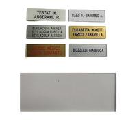 TARGHETTA citofono TRASPARENTE TARGA 1,5x5,5 cm spesso 1mm PLASTICA INCISIONE COMPRESA stampatello FUORIPORTA (2 RIGHI)