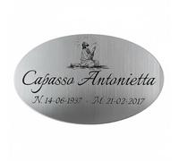 Targhetta Commemorativa Personalizzata in Laminato Plastico Effetto Argento Spazzolato - Placca Ricordo per Defunti Adatta a Lapidi, Loculi, Nicchie e Spazi Cimiteriali (Cristo Argento)