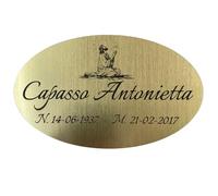 Targhetta Commemorativa Personalizzata per Defunti, Caro Estinto, Lapide, Loculo o Tomba - Targa Funeraria Personalizzata Effetto Oro Spazzolato con Cristo in Preghiera e Incisione al Laser