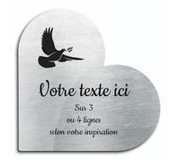 Targhetta con incisione funeraria con ramoscello modello 1 adesivo modello cuore (15x15 cm) personalizzata 1-3 linee in alluminio spazzolato