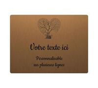 Targhetta con incisione funeraria, motivo albero cono, autoadesiva, 20 x 15 cm, personalizzata, 1 a 3 righe, colore: bronzo