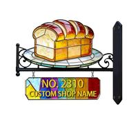 Targhetta con numeri civici e indirizzi in metallo 2D a tema pane divertente personalizzabile con numeri civici e indirizzi per negozio, decorazione per la casa, regalo per uomini e donne, famiglia