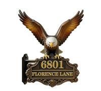 Targhetta con numeri civici e indirizzi in metallo a tema aquila 2D personalizzabile con divertente aquila, decorazione per la casa, regalo per uomini, donne, famiglia, inaugurazione della casa