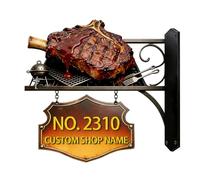 Targhetta con numeri civici e indirizzi in metallo personalizzabile 2D a tema manzo, divertente, decorazione per la casa, regalo per uomini e donne, famiglia, inaugurazione della casa, compleanno