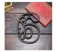 Targhetta con numero civico, 1 piastra in ghisa con cifre, for targhe for porte di hotel, numeri indirizzo delle stanze, for decorazioni murali da giardino for la casa, esterni(Number 6)