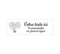 Targhetta con scritta "Albero Cono" autoadesiva, 20 x 6,5 cm, personalizzata, 1 a 3 righe, colore: Bianco