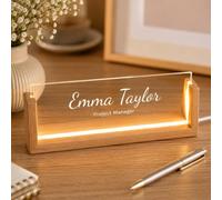 Targhetta Da Scrivania Personalizzata Con Base In Legno E Luce LED, Cartello Da Ufficio Personalizzato In Acrilico 3D, Targhetta Illuminata Incisa Per Scrivania, Regali Per Il Boss Day