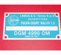 Targhetta dati Lancia Fulvia Coupè Rallye 1,3