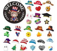 Targhetta di benvenuto per porta, set di cartelli di benvenuto trasformabili, decorazione per casa, cortile, festa, Halloween, compleanno, inaugurazione della casa