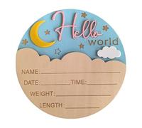 Targhetta di nascita per neonati, in legno duro naturale, forma rotonda, per feste sessuali, oggetti di scena per bambini, dettagli di nascita