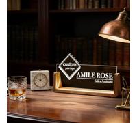 Targhetta For Nome Da Scrivania Con Logo Aziendale Personalizzato Con Base In Legno, Accessori For Ufficio Con Luce Notturna A LED Di Marca Aziendale Personalizzata, Cartello In Legno Acrilico(A5)