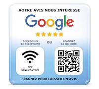 Targhetta Google Recensioni NFC & QR Code 12x12 cm - Raccogli più recensioni dei clienti - Supporto segnaletico per Commerci e Imprese