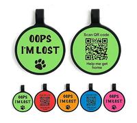 Targhetta identificativa con codice QR per cani e gatti, silenziosa, in silicone, scansione QR, ricevi avvisi istantanei sulla posizione degli animali domestici via e-mail (verde, rotonda)