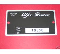 TARGHETTA IDENTIFICATIVA DATI ALFA ROMEO GT 1300 JUNIOR BERTONE (Tipo 105.30)