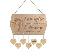 Targhetta in Legno “Famiglia Dove la Vita Inizia e l’Amore non finisce Mai” Idea Regalo Papa MammaAnniversario, Nuova Casa, Matrimonio, Regalo Nonni