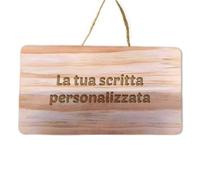 Targhetta in Legno Fuoriporta Personalizzabile con Corda in Canapa da Appendere per Porta Targa Personalizzata con Frase Scritta Cognome Nome Natale Feste