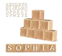 Targhetta in legno personalizzata con nome - Blocchi di 8 lettere con 78 lettere dell'alfabeto in legno, decorazione personalizzata per asilo nido Montessori, Baby Shower & Nursery Name Signs