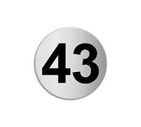 Targhetta Numero 43 | Targa Cartello acciaio inossidabile spazzolato Ø 60 mm autoadesiva