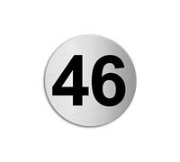Targhetta Numero 46 | Targa Cartello acciaio inossidabile spazzolato Ø 60 mm autoadesiva