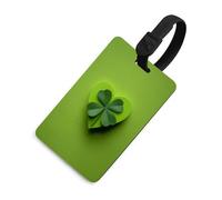 Targhetta per bagagli a forma di cuore con trifoglio verde per borsa da viaggio