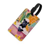 Targhetta per bagagli con pantera in una vasca da bagno, per borsa da viaggio, valigia, bagaglio