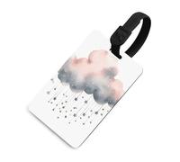 Targhetta per bagagli con stelle e nuvole con nome e carta d'identità, in pelle, impermeabile, accessori da viaggio per adulti, donne e uomini