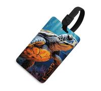 Targhetta per bagagli dipinta a forma di tartaruga marina con nome ID Card in pelle impermeabile etichette per valigie accessori da viaggio per donne adulte