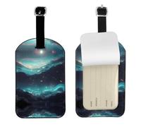 Targhetta per bagagli in pelle PU con stelle di fantascienza, etichetta personalizzata su entrambi i lati per valigia da viaggio con copertura per la privacy