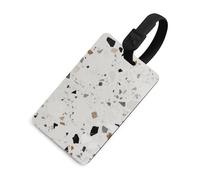 Targhetta per bagagli in terrazzo bianco con carta d'identità, in pelle, impermeabile, accessori da viaggio per adulti, donne e uomini
