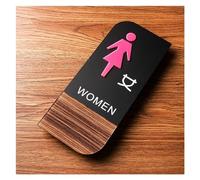 Targhetta per bagno, Targa adesiva for porta e parete del bagno, in acrilico, multicolore, 10 cm x 24(F)