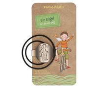 Targhetta per bicicletta con motivo angelo custode, in metallo inox con anello in gomma elastico, Ø 3 cm (angelo per il tuo percorso)