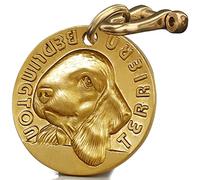 Targhetta per cani 3D personalizzata in rame massiccio - Marchio identificativo inciso per cani con nome e numero di telefono - Lucida, protezione antiossidante durevole (Bedlington Terrier - Brass