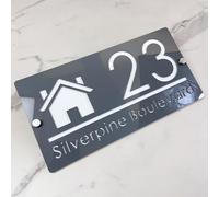 Targhetta per indirizzo personalizzata - Numero civico 3D in acrilico, taglio laser, design moderno con effetto galleggiante, cartello esterno per casa, hotel e appartamento (grigio bianco)