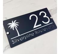 Targhetta per indirizzo personalizzata - Numero civico 3D in acrilico, taglio laser, design moderno con effetto galleggiante e albero della vita - cartello esterno per casa, hotel e appartamento (nero