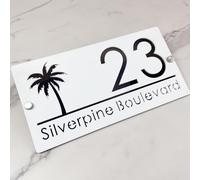 Targhetta per indirizzo personalizzata, numero civico 3D in acrilico, taglio laser, design moderno, con effetto galleggiante e albero della vita, cartello esterno per casa, hotel e appartamento (White