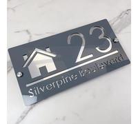 Targhetta per indirizzo personalizzata - Numero civico 3D in acrilico, taglio laser, design moderno con effetto galleggiante, cartello esterno per casa, hotel e appartamento (grigio argento)