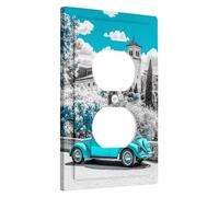 Targhetta per interruttore in stile vintage, motivo: coccinella blu aqua per decorazione della casa, accenti da parete classici, presa duplex singola di dimensioni standard