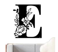 Targhetta per nome in metallo, targhetta per il cognome per la casa, con lettere, design floreale, decorazione da parete, per esterni, design decorativo per famiglia, amici, colleghi