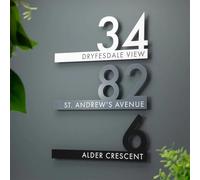 Targhetta per numero civico contemporaneo, personalizzabile, 5 mm, in acrilico, moderno, con numero civico, targhetta impermeabile (30 x 14 cm)