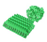 Targhetta per orecchio in plastica per bestiame, con strumento di rimozione e pinze, multicolore, confezione da 100, 301-400 (verde, 7,5 x 10 cm), 301-400