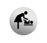 Targhetta per Porta - Cambiador bebe Targa Ø 75 mm Alluminio spazzolato auto-adhesiva