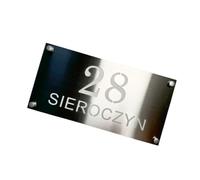 Targhetta per porta in acciaio inox, personalizzabile con indirizzo stradale e cognome, per appartamenti, hotel, negozi, ville, aziende, caffetterie, bar (taglio argento, 50 x 25 cm)