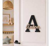 Targhetta per porta personalizzata nera 20 cm con nome | Schmatzepuffer – Rosa