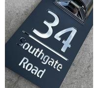 Targhetta per porta personalizzata personalizzata con luce LED solare moderna per indirizzo residenziale 3D tagliata al laser, targa per indirizzi esterni con nome stradale (nero e argento)