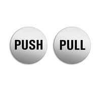 Targhetta per Porta - Push Pull Set di 2 Targa Ø 75 mm Alluminio spazzolato auto-adhesiva