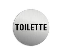 Targhetta per Porta - Toilette Targa Ø 75 mm Alluminio spazzolato auto-adhesiva