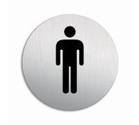 Targhetta per Porta - Toilette WC Uomini Targa Ø 100 mm Alluminio spazzolato auto-adhesiva