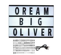 Targhetta per scatola luminosa a LED con 96 lettere, lavagna impermeabile | 11,81 pollici, per camera da, scuola, eventi, incontri, cortile, matrimonio, stile cinematografico, T