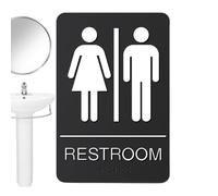 Targhetta per servizi igienici, 22,5 x 15 cm, moderna targa autoadesiva per bagno, per personale di servizi igienici aziendali, ufficio, casa, ristorante, negozio, lavanderia pubblica